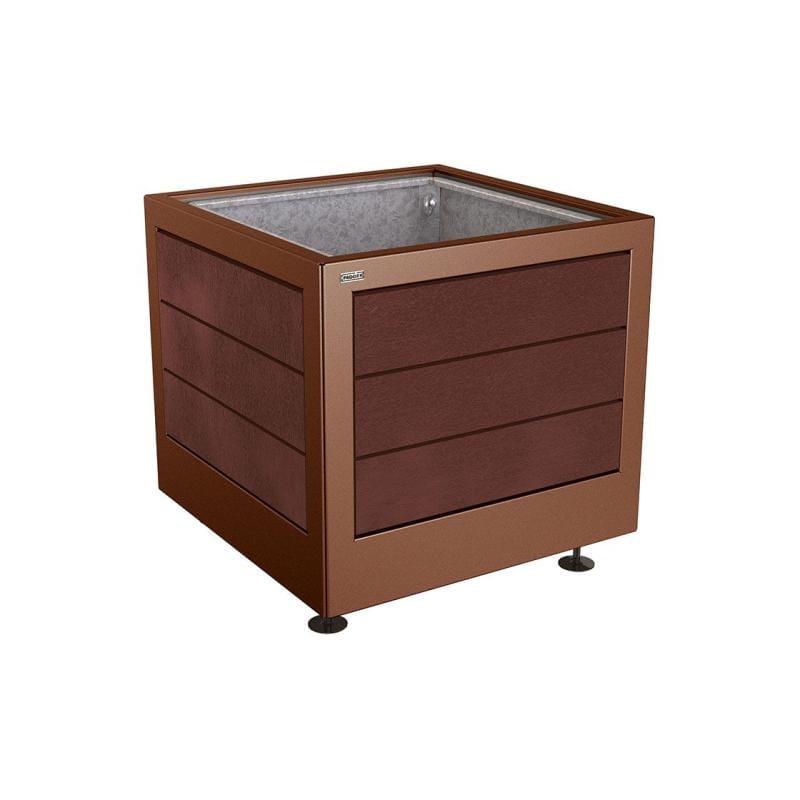 Cityscape Direct Silaos Planter (Steel and Recycled Plastic) 800 x 800 x 700mm high / Corten Effect / With internal planter and reinforced lifting rings