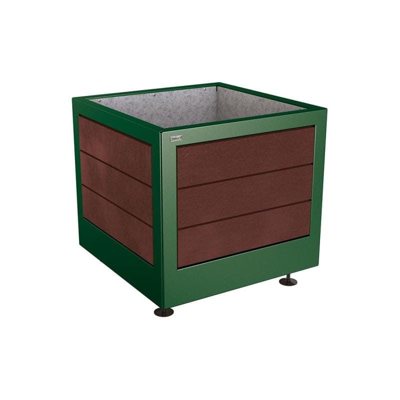 Cityscape Direct Silaos Planter (Steel and Recycled Plastic) 800 x 800 x 700mm high / Green (RAL 6005) / Galvanised steel
