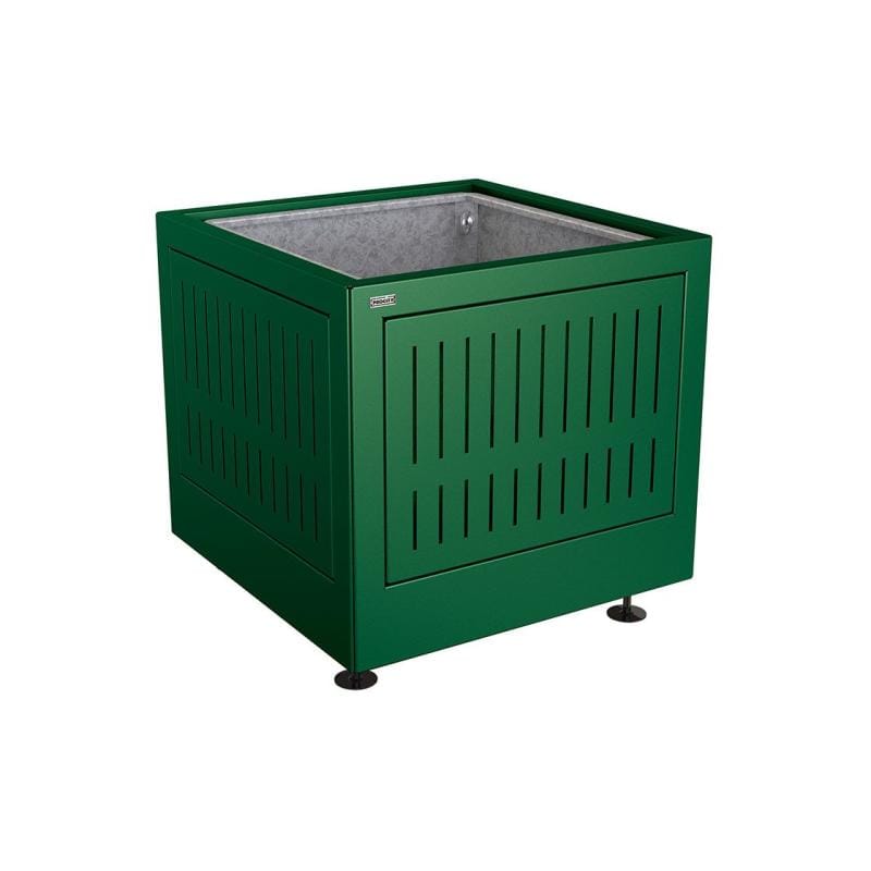 Cityscape Direct Silaos Planter (Steel) 800 x 800 x 700mm high / Green (RAL 6005) / With internal planter and reinforced lifting rings