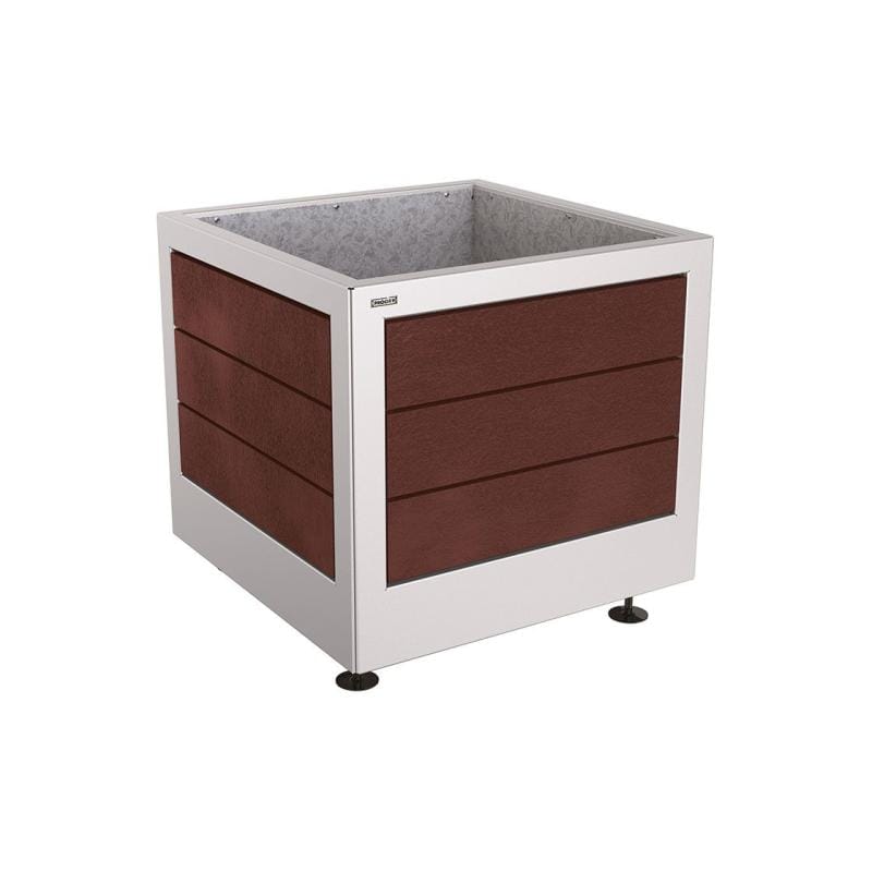 Cityscape Direct Silaos Planter (Steel and Recycled Plastic) 800 x 800 x 700mm high / Light Grey (RAL 7044) / Galvanised steel