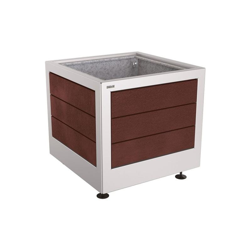 Cityscape Direct Silaos Planter (Steel and Recycled Plastic) 800 x 800 x 700mm high / Light Grey (RAL 7044) / With internal planter and reinforced lifting rings