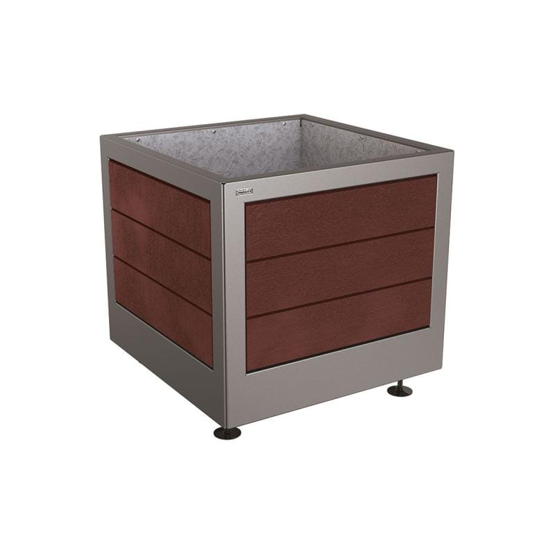 Cityscape Direct Silaos Planter (Steel and Recycled Plastic) 800 x 800 x 700mm high / Procity Grey / Galvanised steel