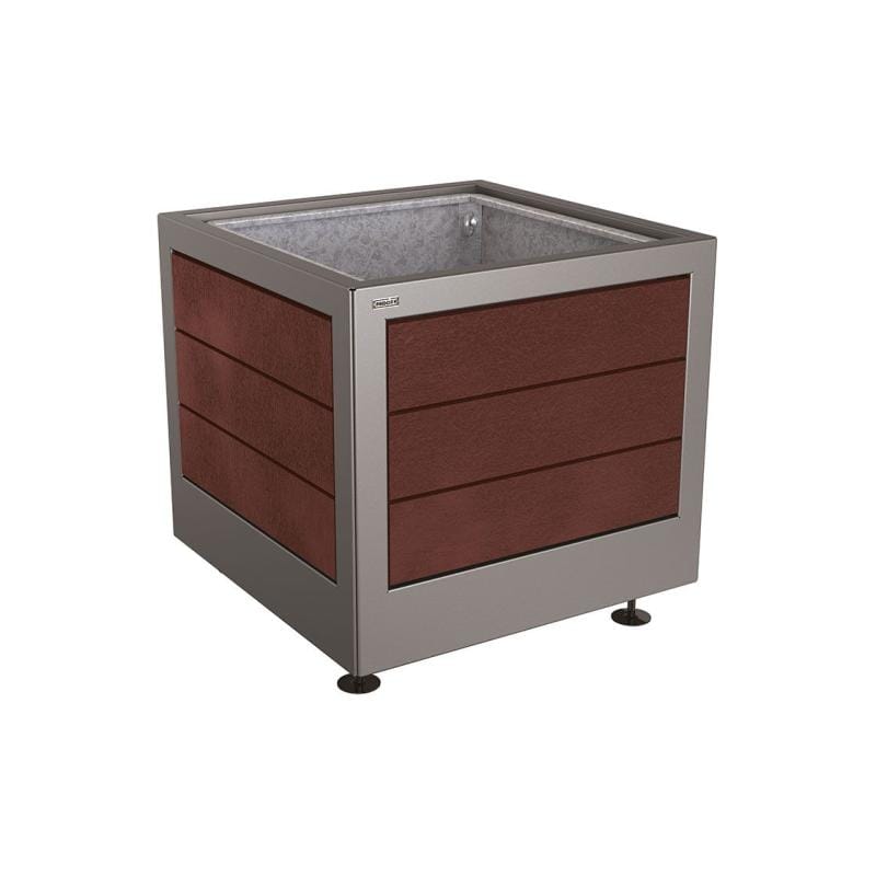 Cityscape Direct Silaos Planter (Steel and Recycled Plastic) 800 x 800 x 700mm high / Procity Grey / With internal planter and reinforced lifting rings
