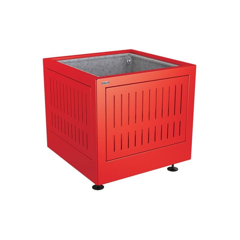 Cityscape Direct Silaos Planter (Steel) 800 x 800 x 700mm high / Red (RAL 3020) / With internal planter and reinforced lifting rings