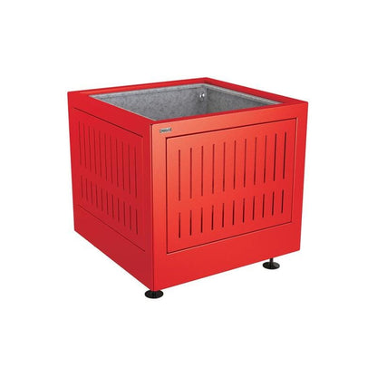 Cityscape Direct Silaos Planter (Steel) 800 x 800 x 700mm high / Red (RAL 3020) / With internal planter and reinforced lifting rings