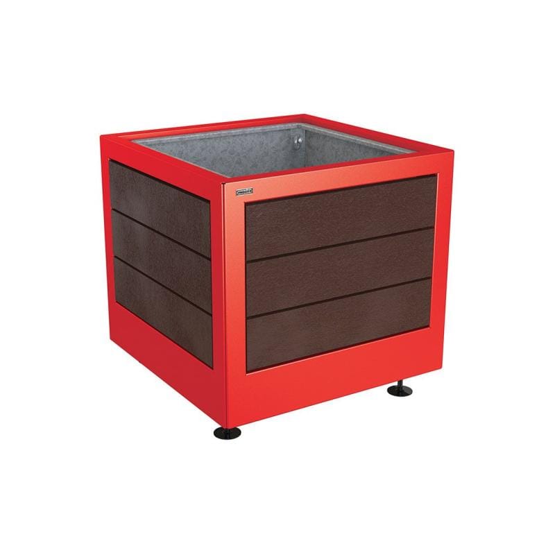 Cityscape Direct Silaos Planter (Steel and Recycled Plastic) 800 x 800 x 700mm high / Red (RAL 3020) / With internal planter and reinforced lifting rings