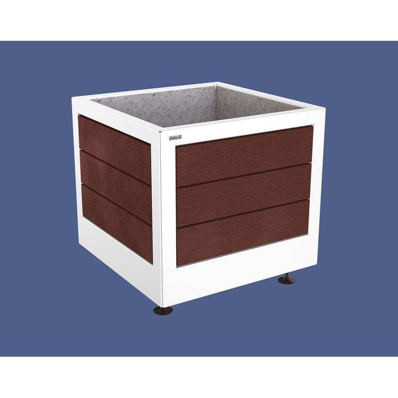 Cityscape Direct Silaos Planter (Steel and Recycled Plastic) 800 x 800 x 700mm high / White (RAL 9010) / Galvanised steel