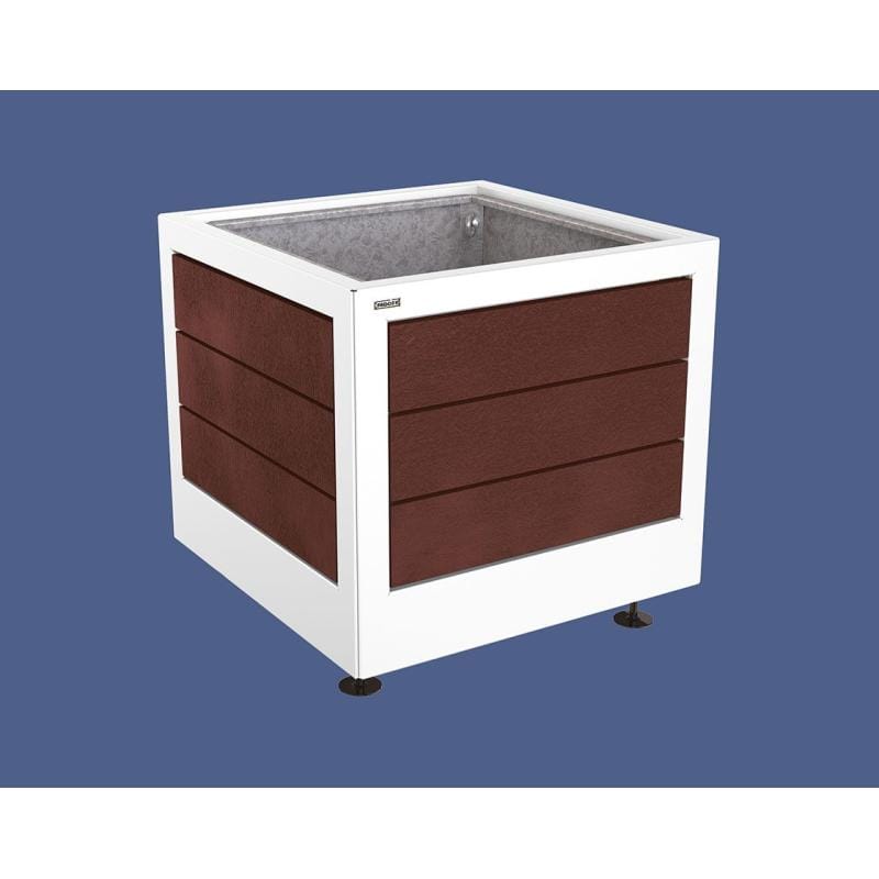 Cityscape Direct Silaos Planter (Steel and Recycled Plastic) 800 x 800 x 700mm high / White (RAL 9010) / With internal planter and reinforced lifting rings
