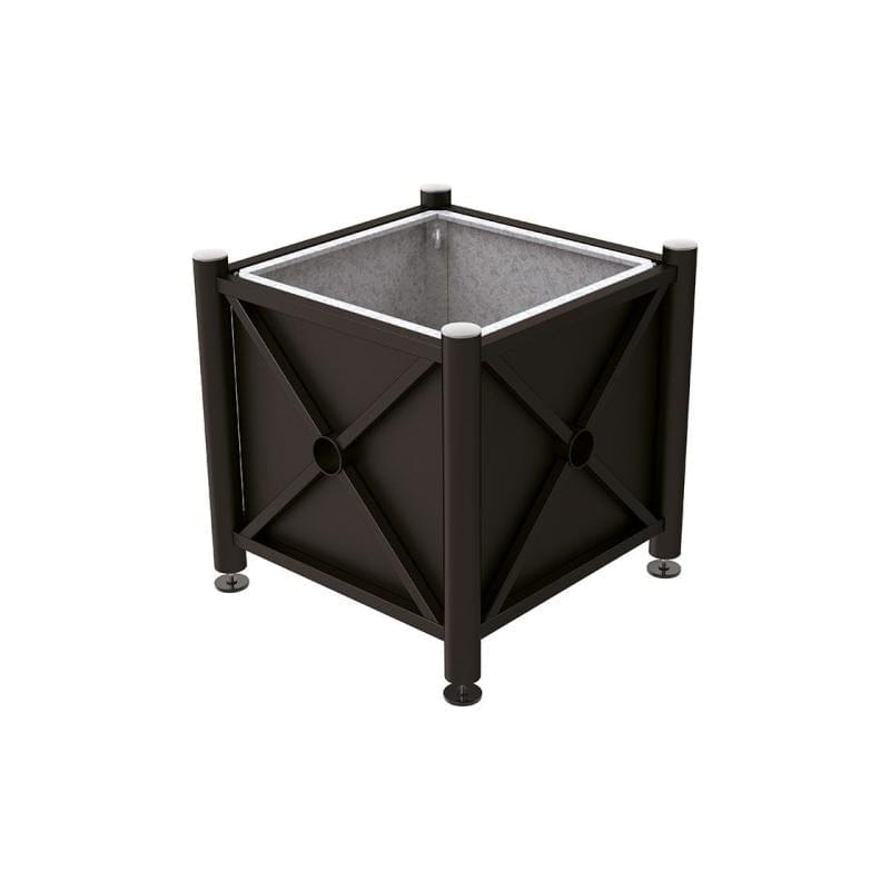 Cityscape Direct Province Brushed Steel Planter (Steel) 800 x 800 x 750mm high / Black (RAL 9005) / With inserts for use with lifting rings
