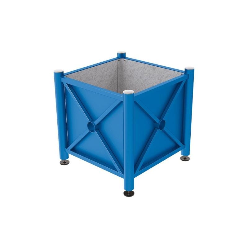 Cityscape Direct Province Brushed Steel Planter (Steel) 800 x 800 x 750mm high / Blue (RAL 5010) / Galvanised steel