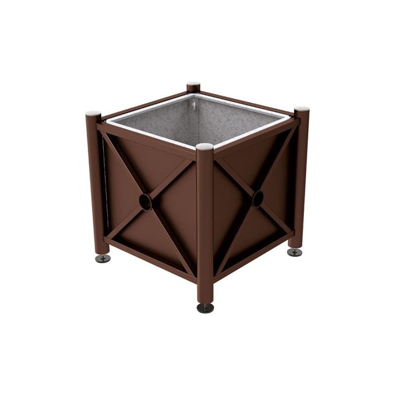 Cityscape Direct Province Brushed Steel Planter (Steel) 800 x 800 x 750mm high / Brown (RAL 8017) / With inserts for use with lifting rings