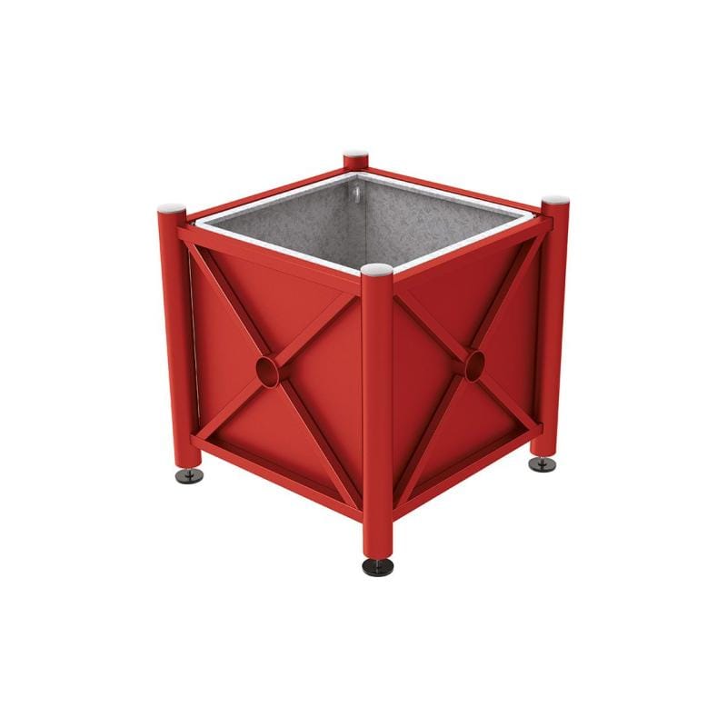 Cityscape Direct Province Brushed Steel Planter (Steel) 800 x 800 x 750mm high / Burgundy (RAL 3004) / With inserts for use with lifting rings