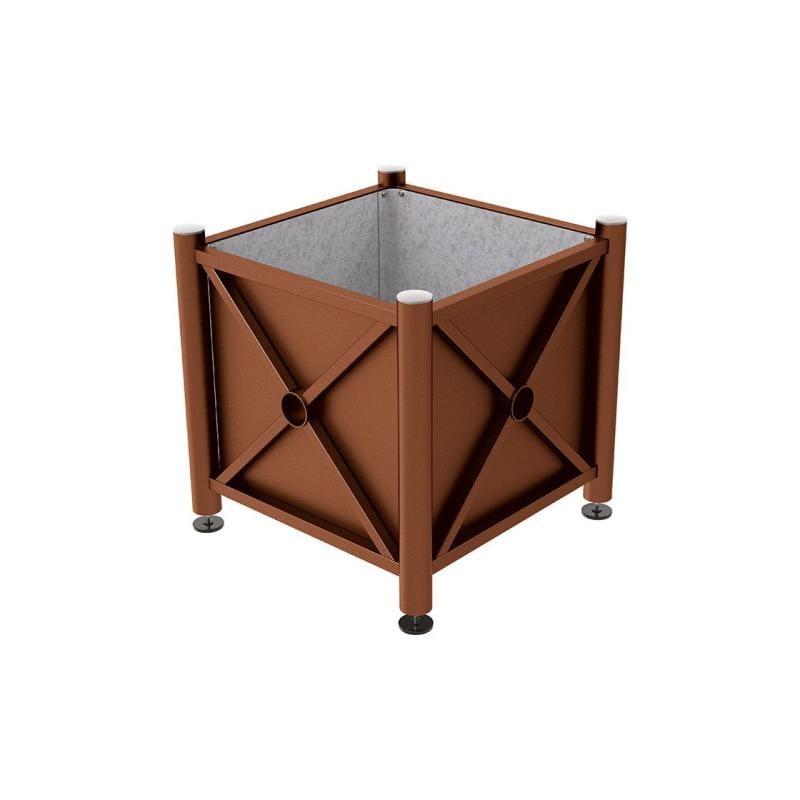 Cityscape Direct Province Brushed Steel Planter (Steel) 800 x 800 x 750mm high / Corten Effect / Galvanised steel