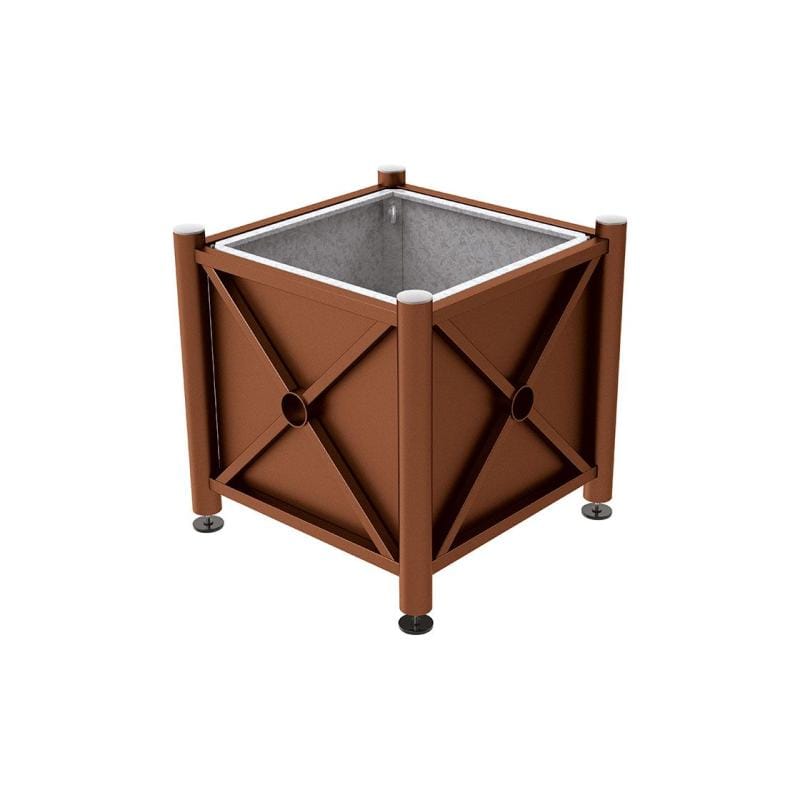 Cityscape Direct Province Brushed Steel Planter (Steel) 800 x 800 x 750mm high / Corten Effect / With inserts for use with lifting rings