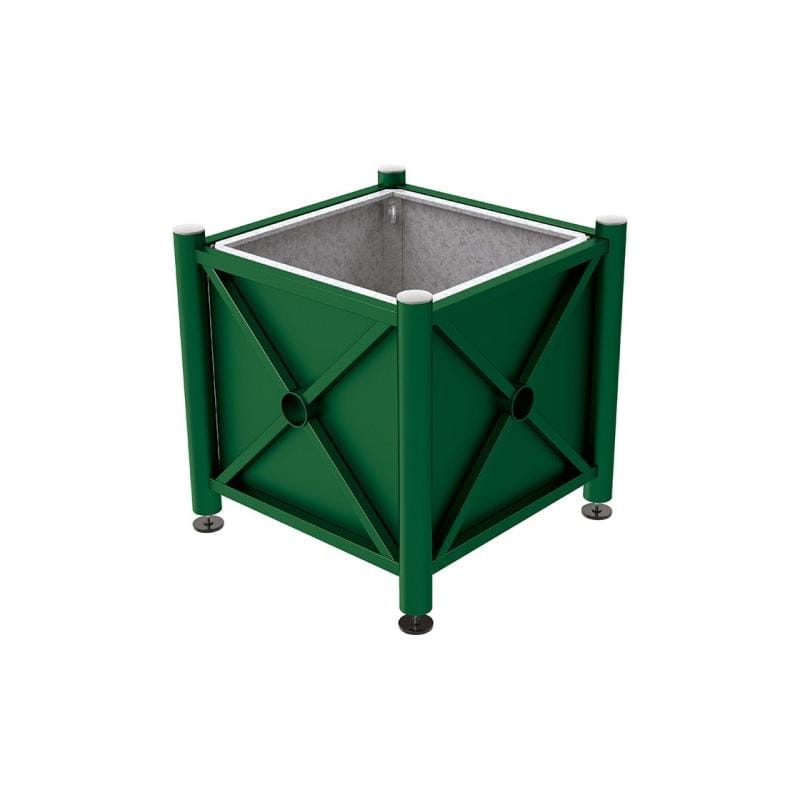 Cityscape Direct Province Brushed Steel Planter (Steel) 800 x 800 x 750mm high / Green (RAL 6005) / With inserts for use with lifting rings