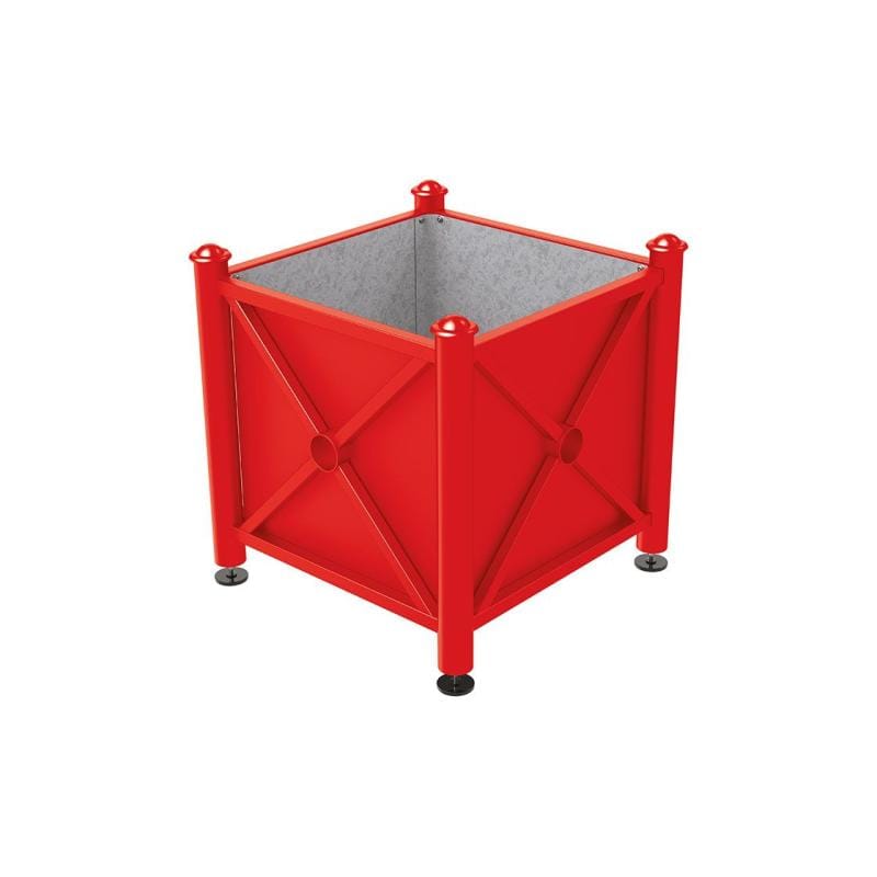 Cityscape Direct Province Agora Planter (Steel) 800 x 800 x 750mm high / Red (RAL 3020) / Galvanised steel