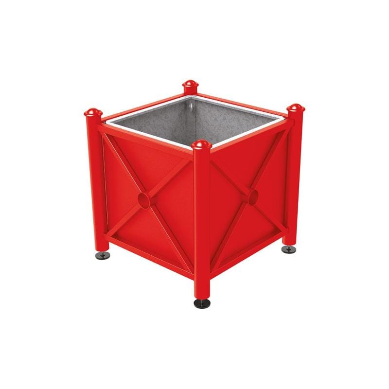 Cityscape Direct Province Agora Planter (Steel) 800 x 800 x 750mm high / Red (RAL 3020) / With inserts for use with lifting rings