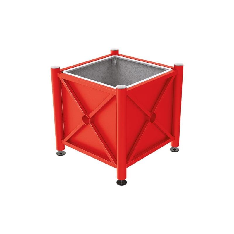 Cityscape Direct Province Brushed Steel Planter (Steel) 800 x 800 x 750mm high / Red (RAL 3020) / With inserts for use with lifting rings