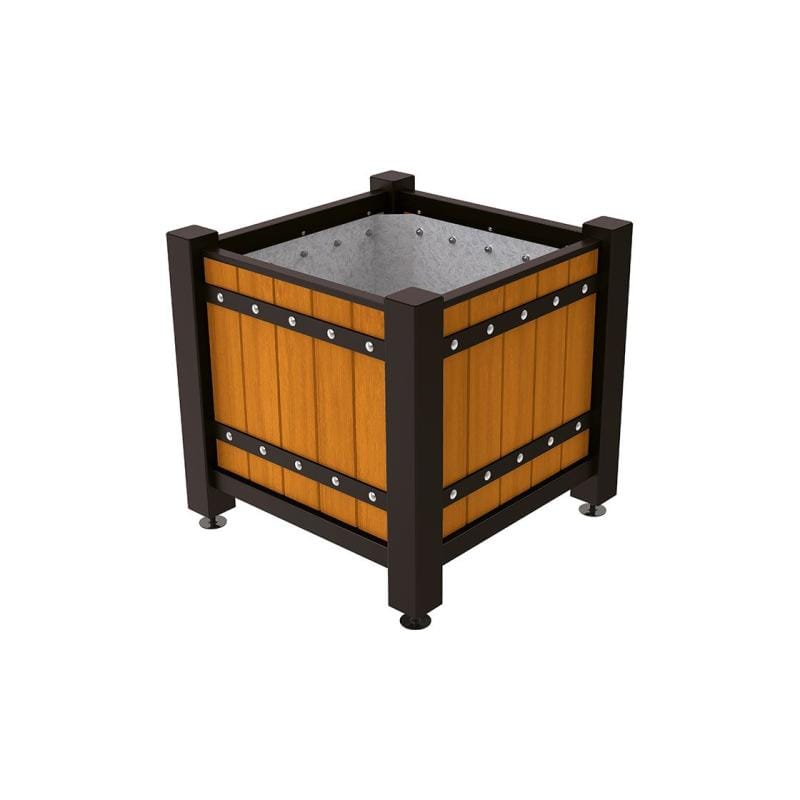 Cityscape Direct Sarlat Planter 880 x 880 x 855mm high / Black (RAL 9005) / Light Oak
