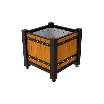 Cityscape Direct Sarlat Planter 880 x 880 x 855mm high / Black (RAL 9005) / Light Oak