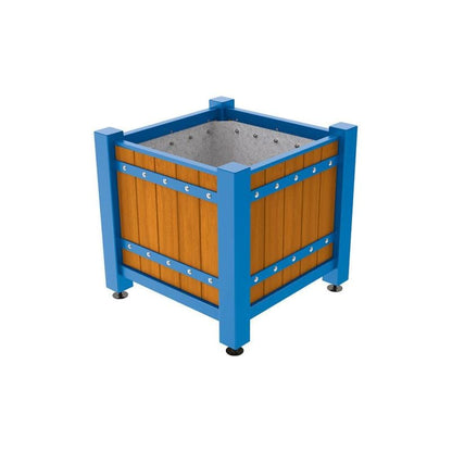 Cityscape Direct Sarlat Planter 880 x 880 x 855mm high / Blue (RAL 5010) / Light Oak