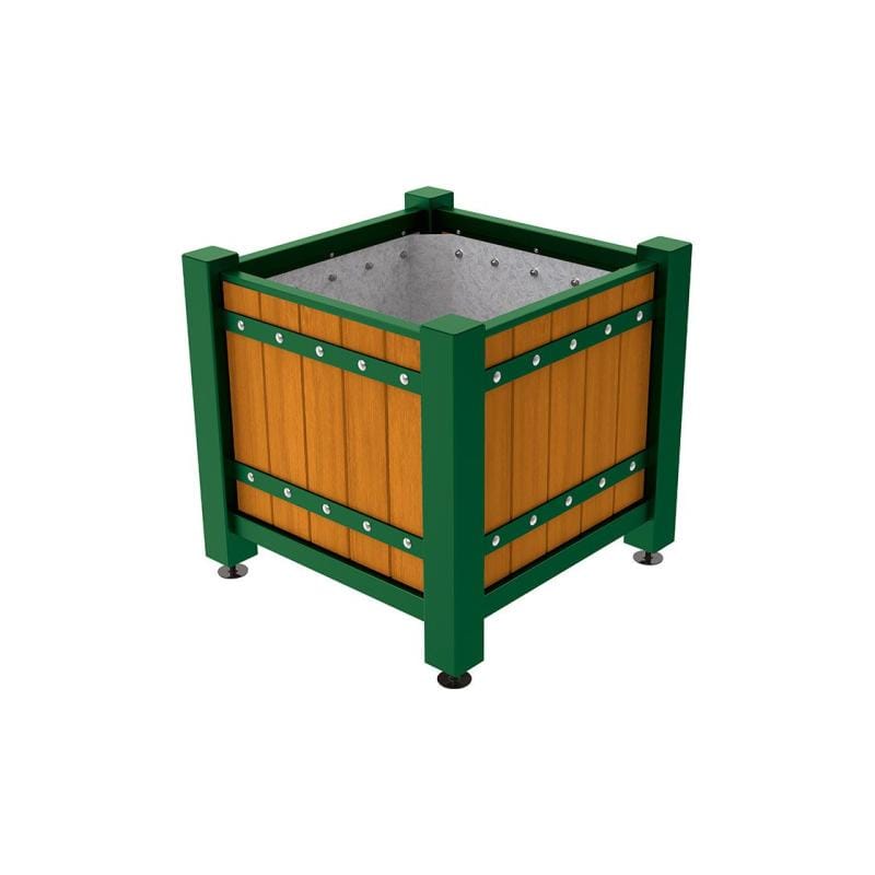 Cityscape Direct Sarlat Planter 880 x 880 x 855mm high / Green (RAL 6005) / Light Oak