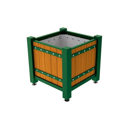 Cityscape Direct Sarlat Planter 880 x 880 x 855mm high / Green (RAL 6005) / Light Oak