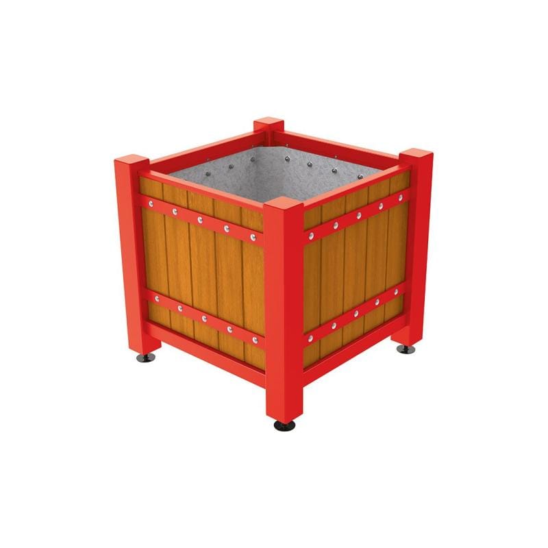 Cityscape Direct Sarlat Planter 880 x 880 x 855mm high / Red (RAL 3020) / Light Oak