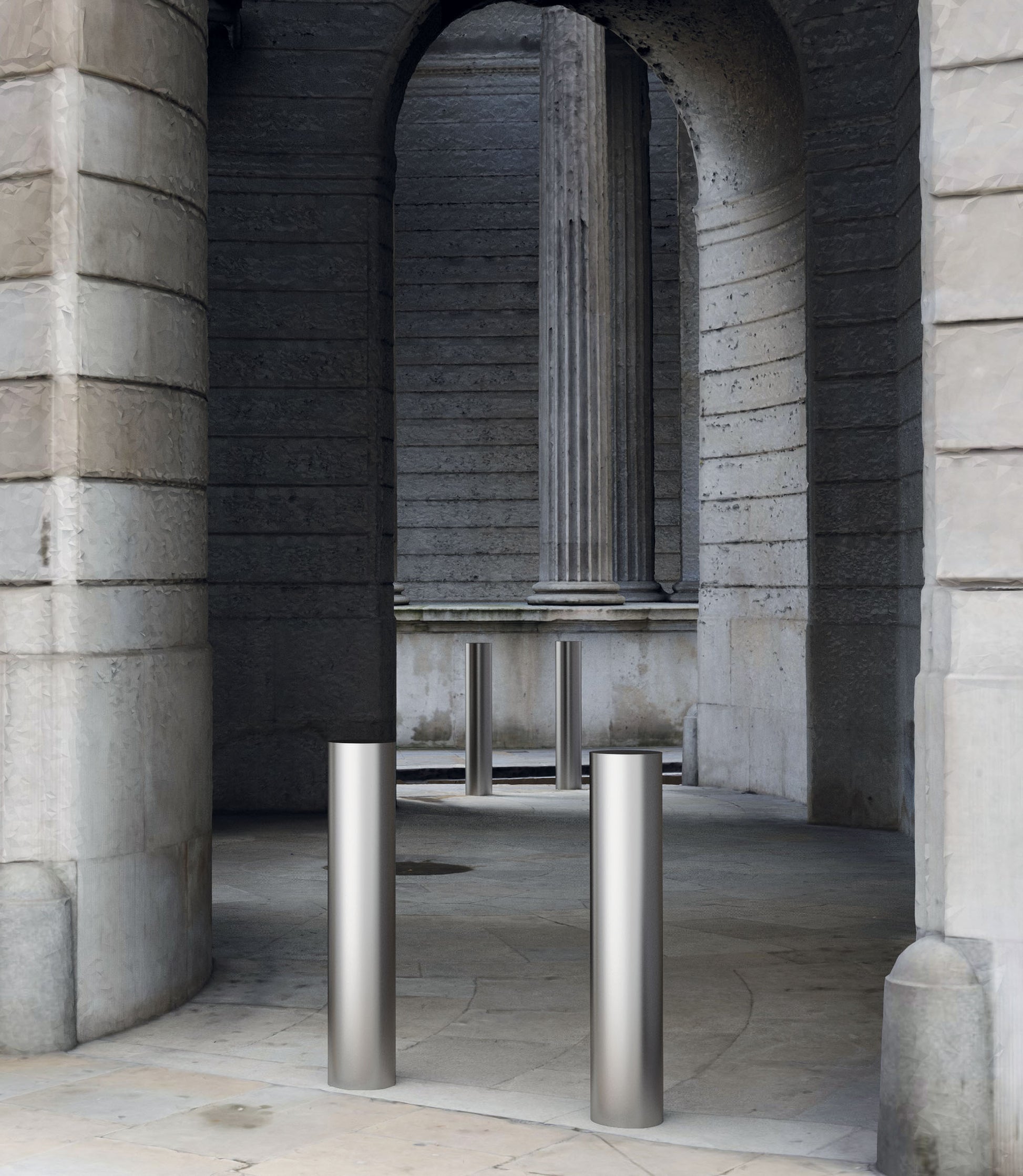 Anti-Ram Stainless Steel Bollard in Situ