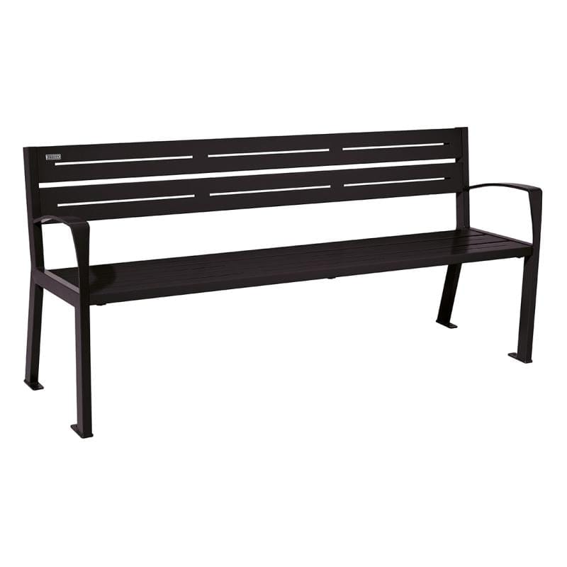 Cityscape Direct Silaos Seat (Steel) - 1800mm wide Armrests / 5 Slats / Black RAL 9005)
