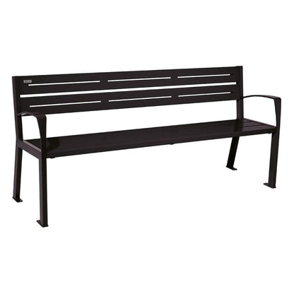Cityscape Direct Silaos Seat (Steel) - 1800mm wide Armrests / 5 Slats / Black RAL 9005)