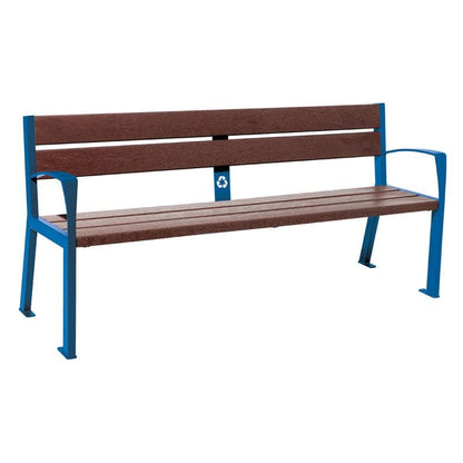 Cityscape Direct Silaos Seat (Steel and Recycled Plastic) - 1800mm wide Armrests / 5 Slats / Blue (RAL 5010)