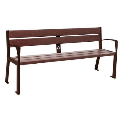 Cityscape Direct Silaos Seat (Steel and Recycled Plastic) - 1800mm wide Armrests / 5 Slats / Brown (RAL 8017)
