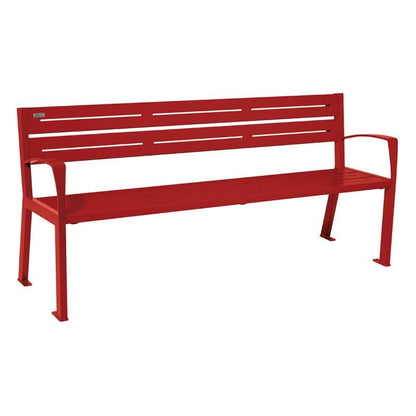 Cityscape Direct Silaos Seat (Steel) - 1800mm wide Armrests / 5 Slats / Burgundy (RAL 3004)