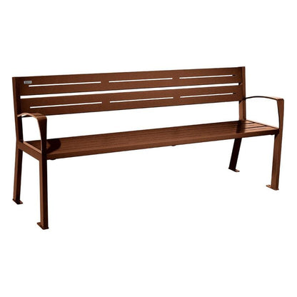 Cityscape Direct Silaos Seat (Steel) - 1800mm wide Armrests / 5 Slats / Corten Effect
