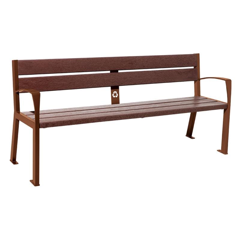 Cityscape Direct Silaos Seat (Steel and Recycled Plastic) - 1800mm wide Armrests / 5 Slats / Corten Effect