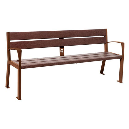 Cityscape Direct Silaos Seat (Steel and Recycled Plastic) - 1800mm wide Armrests / 5 Slats / Corten Effect