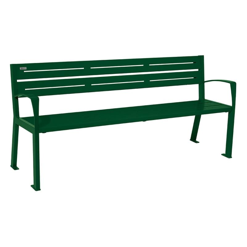 Cityscape Direct Silaos Seat (Steel) - 1800mm wide Armrests / 5 Slats / Green (RAL 6005)