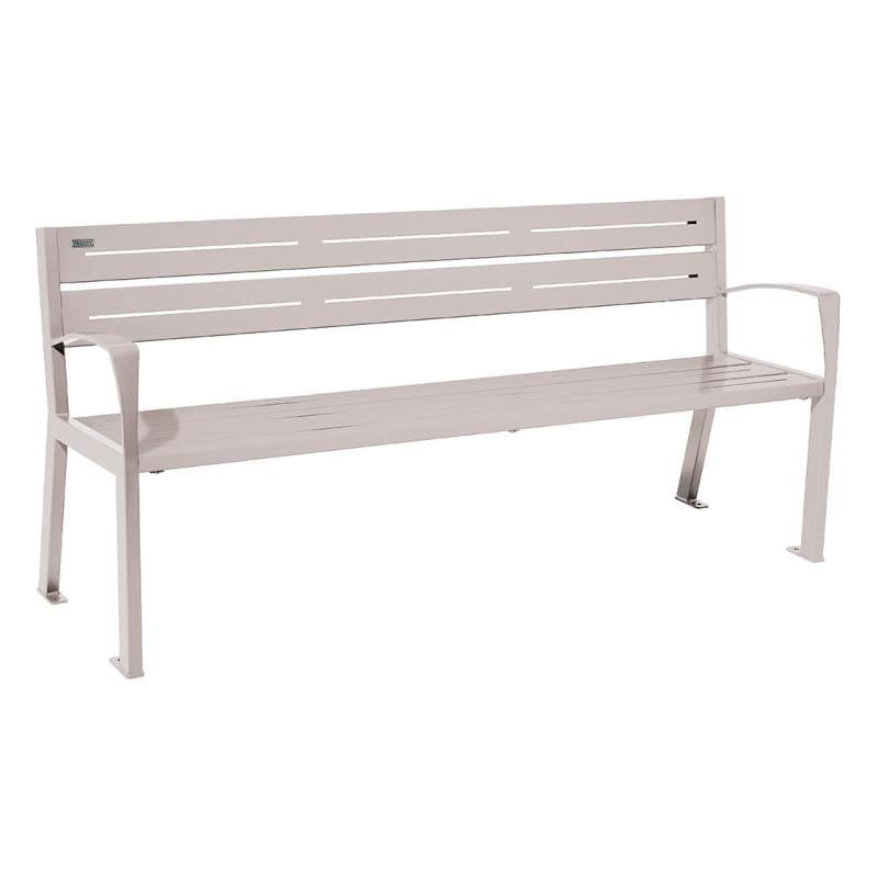 Cityscape Direct Silaos Seat (Steel) - 1800mm wide Armrests / 5 Slats / Light Grey (RAL 7044)