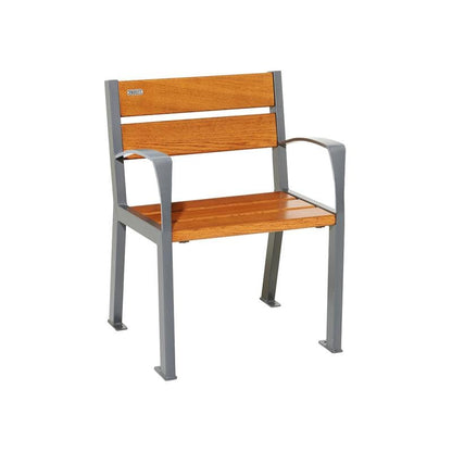 Cityscape Direct Silaos Chair (Steel and Wood) - 600mm wide Armrests / 5 Slats (Light Oak) / Procity Grey