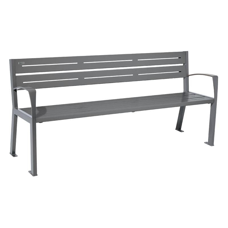 Cityscape Direct Silaos Seat (Steel) - 1800mm wide Armrests / 5 Slats / Procity Grey