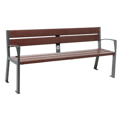 Cityscape Direct Silaos Seat (Steel and Recycled Plastic) - 1800mm wide Armrests / 5 Slats / Procity Grey
