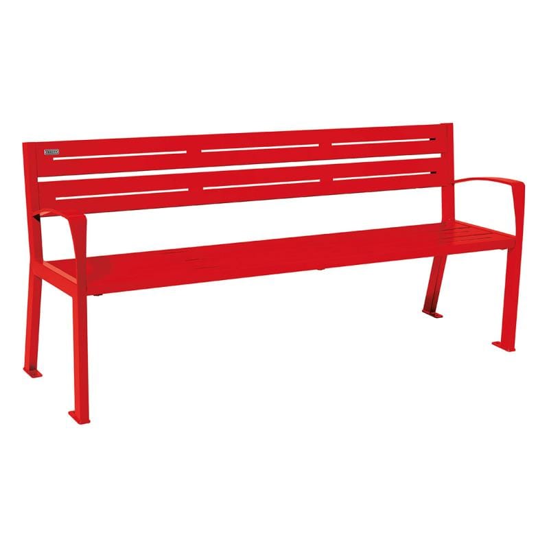 Cityscape Direct Silaos Seat (Steel) - 1800mm wide Armrests / 5 Slats / Red (RAL 3020)