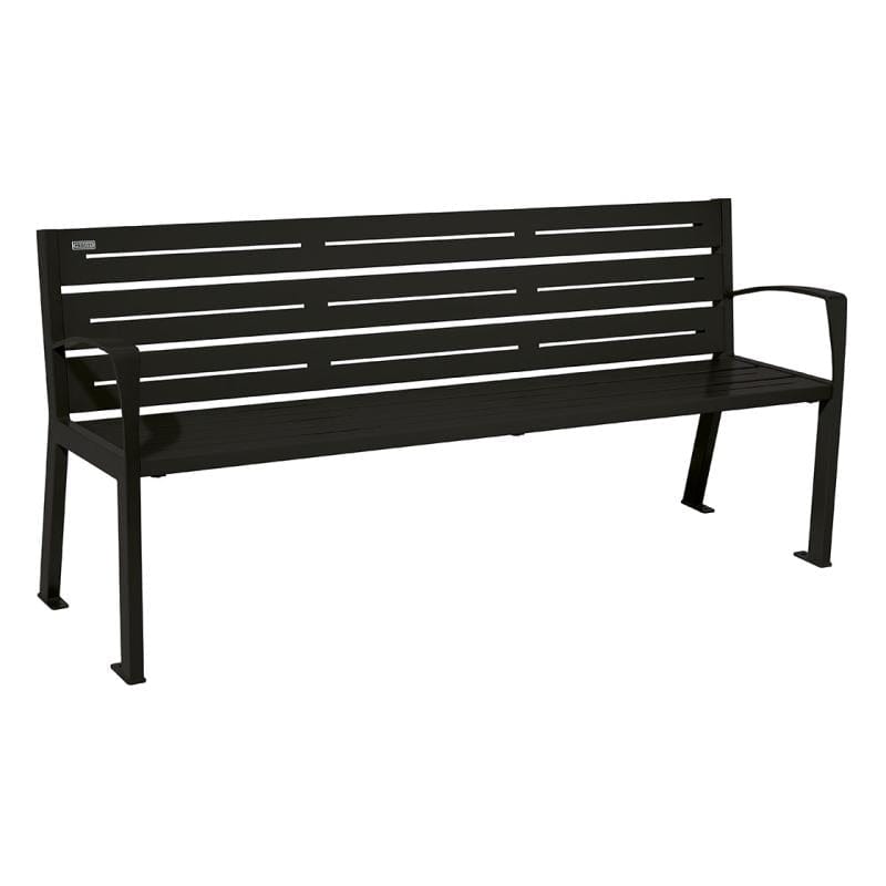 Cityscape Direct Silaos Seat (Steel) - 1800mm wide Armrests / 6 Slats / Black RAL 9005)