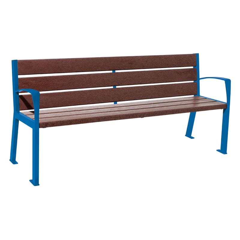 Cityscape Direct Silaos Seat (Steel and Recycled Plastic) - 1800mm wide Armrests / 6 Slats / Blue (RAL 5010)