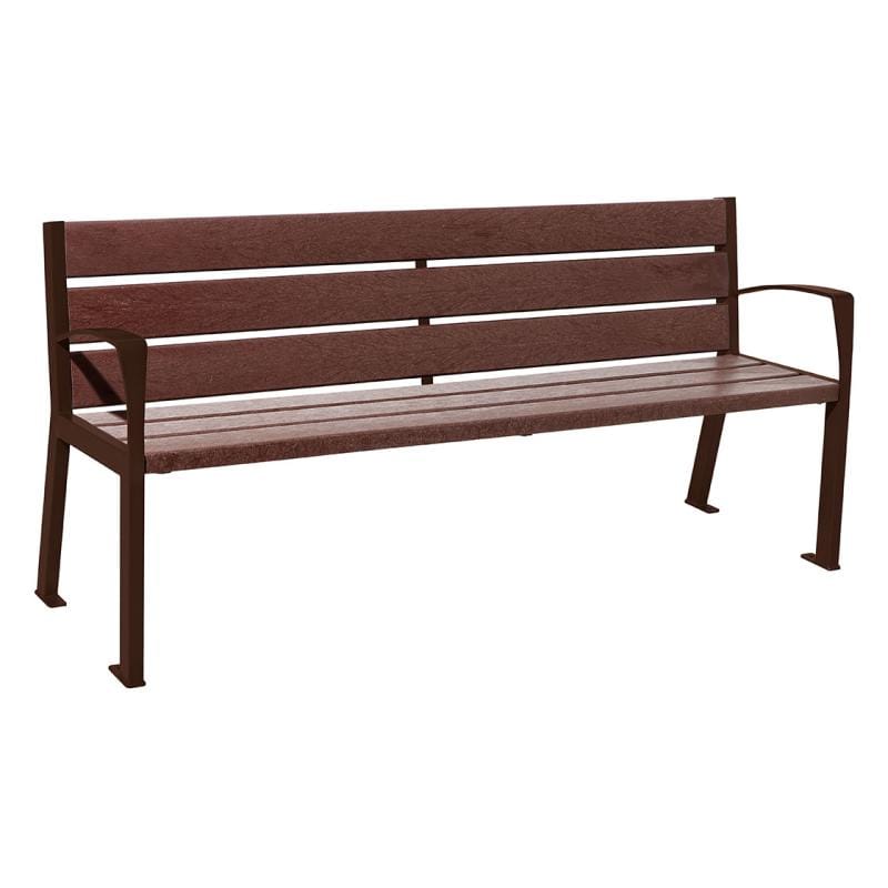 Cityscape Direct Silaos Seat (Steel and Recycled Plastic) - 1800mm wide Armrests / 6 Slats / Brown (RAL 8017)