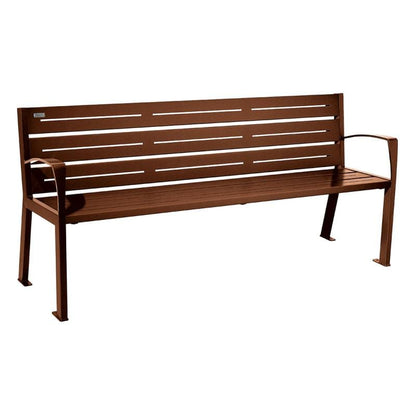 Cityscape Direct Silaos Seat (Steel) - 1800mm wide Armrests / 6 Slats / Corten Effect