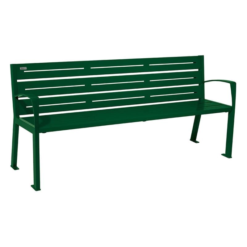 Cityscape Direct Silaos Seat (Steel) - 1800mm wide Armrests / 6 Slats / Green (RAL 6005)