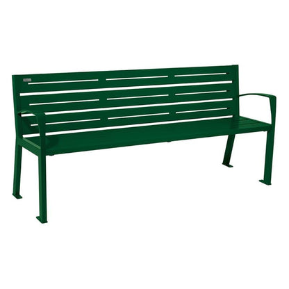 Cityscape Direct Silaos Seat (Steel) - 1800mm wide Armrests / 6 Slats / Green (RAL 6005)