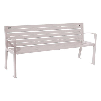 Cityscape Direct Silaos Seat (Steel) - 1800mm wide Armrests / 6 Slats / Light Grey (RAL 7044)
